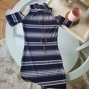 Navy and white fitting dress